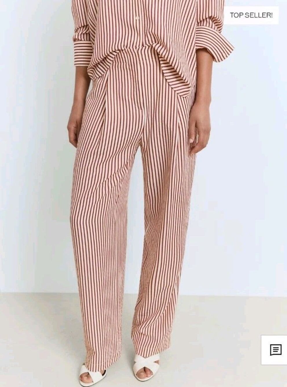NWT Mango Pleated Striped Pants Burnt Orange Textured Trousers Business Casual M